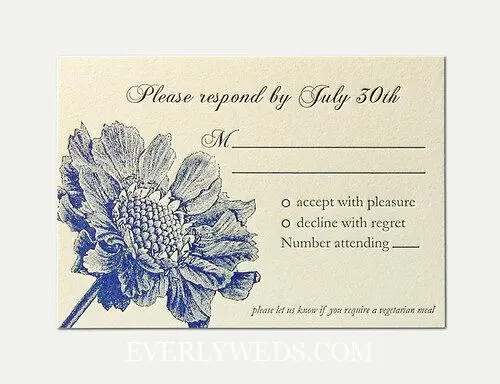 creative wedding invitations design showing RSVP card with funny fill-in-the-blank options