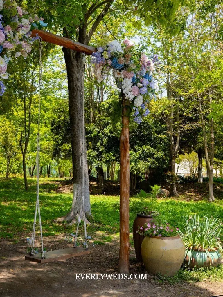 public park outdoor wedding event venue spaces with garden ceremony setup and natural greenery small event venue spaces design